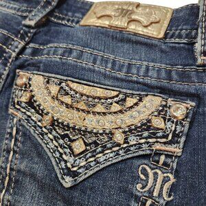MISS ME flattering and flashy dark wash boot cut jeans 26X34 - Like NEW!